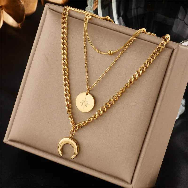 Golden Celestial Trio Necklace