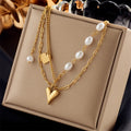 Heart & Pearl Necklace Set